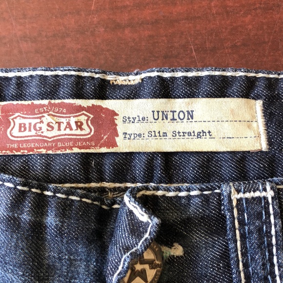 NWT Union Vintage Look/Distressed Denim Jeans, Thick Stitch Embroidered - Picture 4 of 5